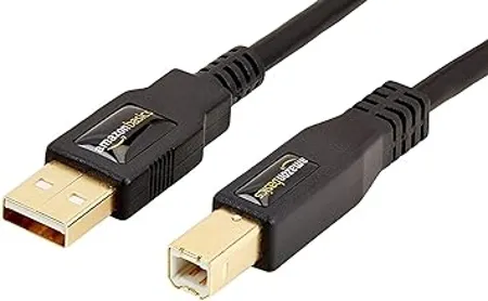 Amazon Basics USB 2 0 Cable A Male to B Male for Personal Computer Printer 6 Feet 1 8 Meters Black