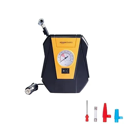 Amazon Basics Universal Analog Car Tyre Inflator Pump for All Cars Hatchback Sedan MUV SUV 45W 100PSi 2 8M Wire 