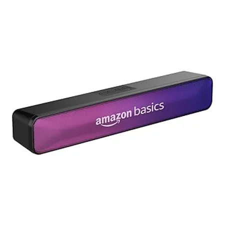 Amazon Basics Wireless Sound Bar with Bluetooth USB FM Antenna and Party RGB Lights for TV Mobile PC Tablets and Laptops 16W