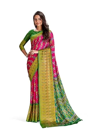 Amazon Brand Myx Chiffon Women Saree Triyngal Pink