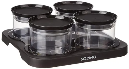 Amazon Brand Solimo Airtight Plastic Storage Container Set With 4 Containers 500ml Serving Tray BPA Free Black