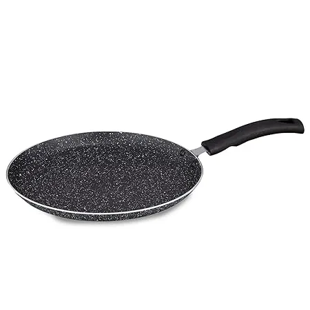 Amazon Brand Solimo Aluminium Non Stick Dosa Tawa Granite Finish Induction Base Pfoa Free High Temperature Resistant Exterior Coating 25 Cm Grey