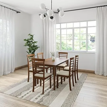 Amazon Brand Solimo Fecia 6 Seater Solidwood Dining Set with 6 Chairs Antique Oak Finish 