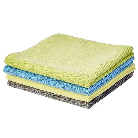 Amazon Brand Solimo Microfiber Cleaning Cloth 350 GSM Set of 4 Multicolor 