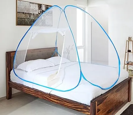 Amazon Brand Solimo Mosquito Net Single Bed 24 30 GSM Foldable Highly Durable Blue