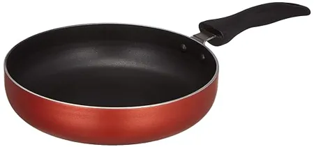 Amazon Brand Solimo Non Stick Fry Pan with 2 Way Non Stick Coating 22cm Induction and Gas Stove Compatible Aluminium Black