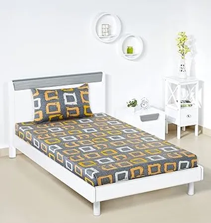Amazon Brand Solimo Polycotton Jazzy Hues Single Bedsheet with 1 Pillow Cover Multicolor 95 GSM