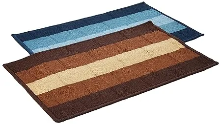Amazon Brand Solimo Premium Polypropylene Home Decor Doormats Pack of 2 Blue Brown 