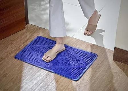 Amazon Brand Solimo Premium Super Soft Fleece Doormat for Home Room Office Blue 38 x 58 cm 