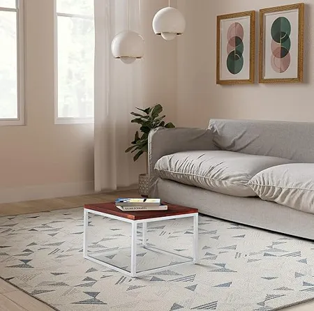 Amazon Brand Solimo Reveston Square Coffee Table Solid Acacia Wood and Iron Honey Finish 
