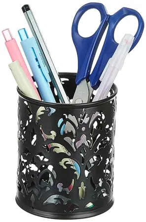 Amazon Brand Solimo Round Metal Pen Stand Black