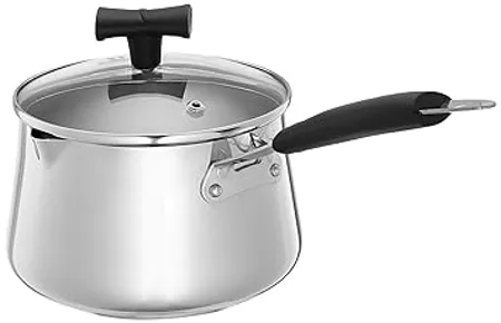 Amazon Brand Solimo Stainless Steel T Pan with Glass Lid Induction Base 1 5 Litre
