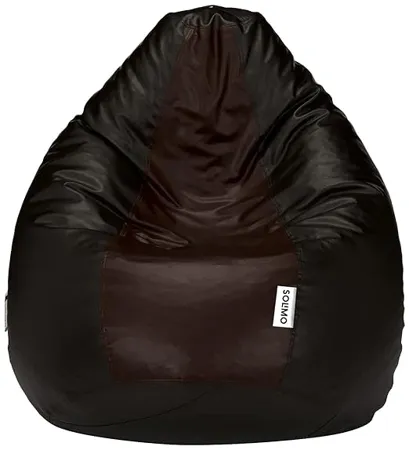 Amazon Brand Solimo Xxl Bean Bag Filled With Beans Black And Brown Faux Leather 