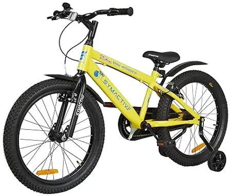 Amazon Brand Symactive Mini Wonder 20T Single Speed Kids Bike Bicycle Cycle V Brakes Frame Size 11 2 inch Age 5 12 Yr Steel Rim Yellow Unisex Rigid