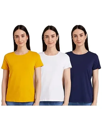Amazon Brand Symbol Women Women s Cotton Regular Fit T Shirt Pack of 3 