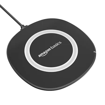 AmazonBasics 15W Qi Certified Fast Wireless Charging Pad Compatible with iPhone 13 13 Pro 13 Mini 13 ProMax 12 11 Samsung Galaxy S21 S20 Note 10 Edge Note 20Ultra S10 AirPods Pro Black 