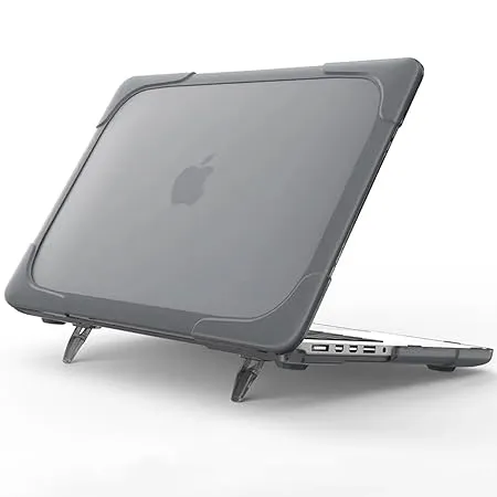 AmazonBasics M2 MacBook Air 13 6 inch Case Cover 2022 Heavy Duty Shockproof Protective Hard Shell with Fold Kickstand Keyboard Cover Model A2681 Gray