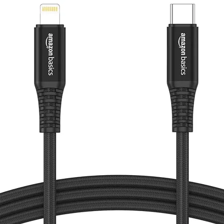 AmazonBasics Type C to Lightning Nylon Braided Cable 20W Fast Charging 480Mbps Data Transfer Speed Compatible With iPhone iPad Air Pro Mini iPad 1 mtr Black 