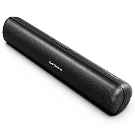 Ambrane 16W Portable Soundbar 5 Hours Playtime BoostedBass Wireless Speaker with mesh Design Crystal Clear Sound Quality Waterproof in Built Mic with Voice Assistance Evoke Beam 16 Black 