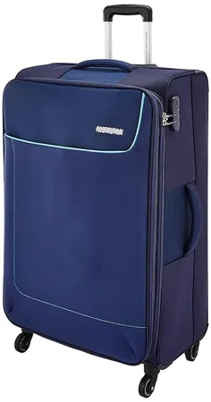 American Tourister Jamaica 80 Cms Large Check in Polyester Soft Sided 4 Spinner Wheels Luggage Navy Blue 