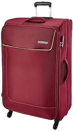 American Tourister Jamaica 80 Cms Large Check in Polyester Soft Sided 4 Spinner Wheels Luggage Wine Red 