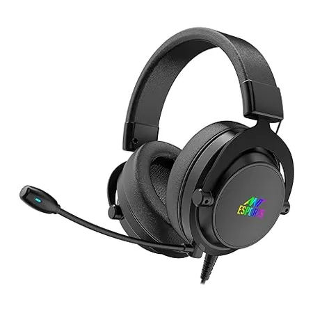 Ant Esports H800 Wired Gaming Headset 7 1 Surround Sound 50MM Audio Drivers in Memory Foam Ear Pads with Leatherette Cover Multi Platforms Headphone USB Powered for PC PS4 NS