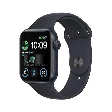 Apple Watch SE 2nd Gen GPS 44 mm Smart Watch w Midnight Aluminium Case Midnight Sport Band Fitness Sleep Tracker Crash Detection Heart Rate Monitor Retina Display Water Resistant