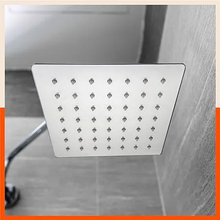 Aquila by Bathla Zoya Ultra Slim Rectangular Shower Head for Home with Air Infusion Technology and Heat Resistant Silicone Nozzles Medium 150mm x150mm