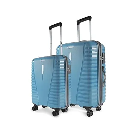Aristocrat Air Pro Set of 2 Polypropylene Hard Luggage 55cm and 66cm Cabin and Large Check in Luggage Secured Combination Lock Cross Teal Unisex
