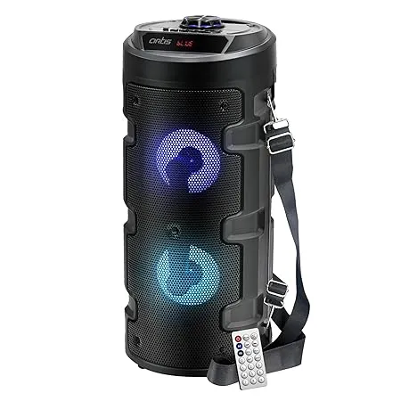 Artis MS301 Wireless Bluetooth Portable Party Speaker with RGB Glow Lights Wired Mic Remote Control FM Radio Aux in USB TF Card Reader Input 20W RMS Output 
