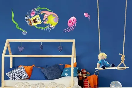 Asian Paints Wall Ons Original Spongebob XL Wall Decal Go Round and Round with Fun DIY Removable Peel and Stick Wall Sticker Covers H 1 4 ft x W 3 7 ft on The Wall Home Decor