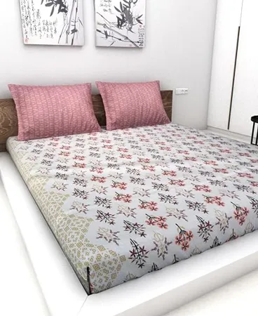 Athom Living Cotton Double Bedsheet Sheet 140 TC 223x248 cm 105C 