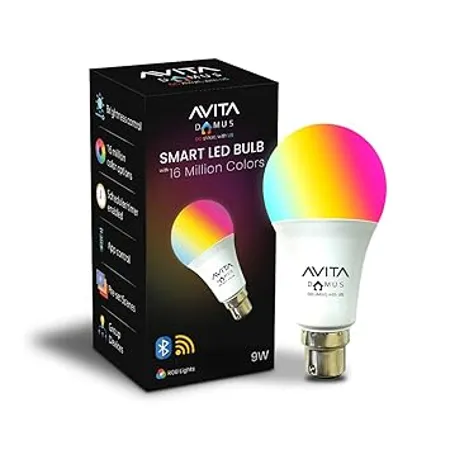 Avita Domus 9W Smart LED Bulb 16 Million Color Options RGB Music Sync Operated Through Amazon Alexa Google Assistant