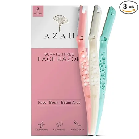 Azah Feather Touch Face Eyebrow Razor for Women Scratch Free Facial Hair Removal For Soft Hair Shape Eyebrows Upper Lips Chin Side Locks Forehead Pack of 3