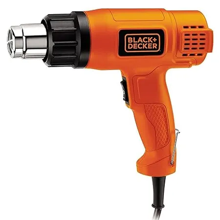 BLACK DECKER KX1800 1800W 230V Corded Electric 2 Speed Heat Gun with Dual Temperature Control for Drying Paint Coats Remelting Adhesives Shrink Wrapping 1 Year Warranty ORANGE BLACK