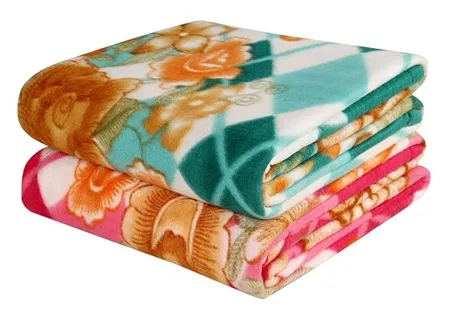 BSB HOME All Season Miltipurpose Polar Fleece Blanket Combo Assorted Multicolour Lightweight Blanket Set of 2 60x90 inches