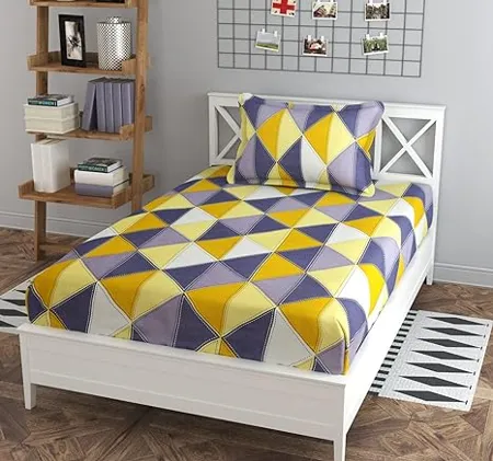 BSB HOME Cotton 160 TC Panda Printed Single Bedsheets with King Size Pillow Cover 60X90 Inches 5 x 7 5 Feet Black and White 