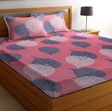 BSB HOME Premium Microfiber All Round Elastic Fitted Bedsheets for Double Bed with 2 King Size Pillow Covers 160 TC Supersoft Wrinkel Free Bed Cover Size 72x78 8 inches Light Pink and Grey