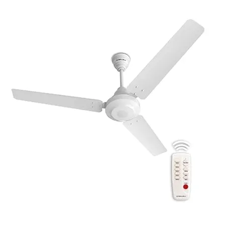 Bajaj Energos 12DC5R 1200mm Silent BLDC Ceiling Fan 5StarRated Energy Efficient Ceiling Fans for Home Remote Control Upto 65 Energy Saving 26W High Speed Silent Operation 2 Yr Warranty White
