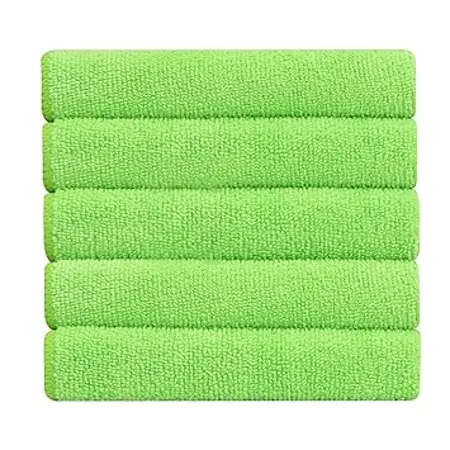 Bathla Spic Span Multi Purpose Micro Fiber Cleaning Cloth 340 GSM 60cmx40cm Pack of 5 Fluorescent Green 