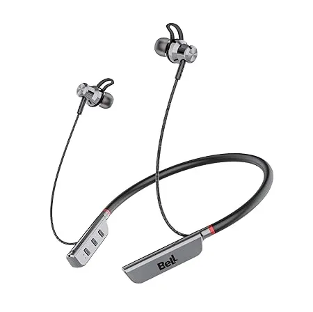 BeLL BLBHS168 Glam Bluetooth Wireless Neckband in Ear Sports Headset with Super deep bass 45H Play Time Stereo Sound with Magnetic Earbuds and Noise Cancellation BLBHS168GLM Silver 