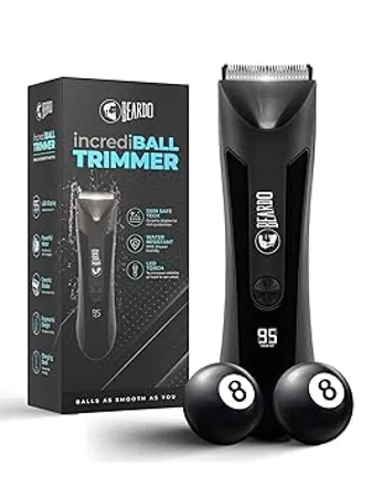 Beardo incrediBALL Trimmer for Men Ball Trimmer for Men with Skin Safe Tech No Nicks with Ceramic Blades Shower friendly IPX5 Water resistant LED display LED torch Dock Use as per directions Intimate grooming tool for private parts Body groomer
