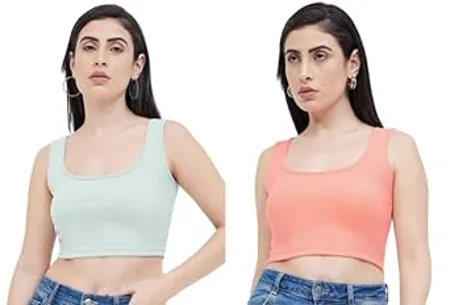 Ben Martin Women s Pack of 2 Cotton Stretchable Sleeveless Square Neck Tank Top