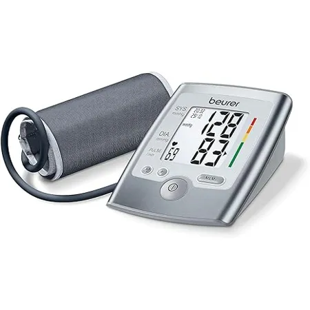 Beurer BM35 Fully Automatic Digital Blood Pressure Monitor Grey Large Display Cuff Wrapping Guide Risk Indicator Memory Feature with Pulse Rate Detection 5 yr warranty