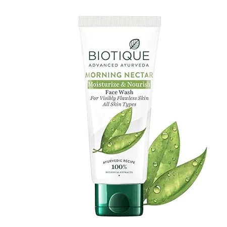 Biotique Morning Nectar Moisturize Nourish Face Wash Contains Wild Turmeric Neem Leaves Morning Nectar Visibly Flawless Skin Suitable for All Skin Types 150 ml