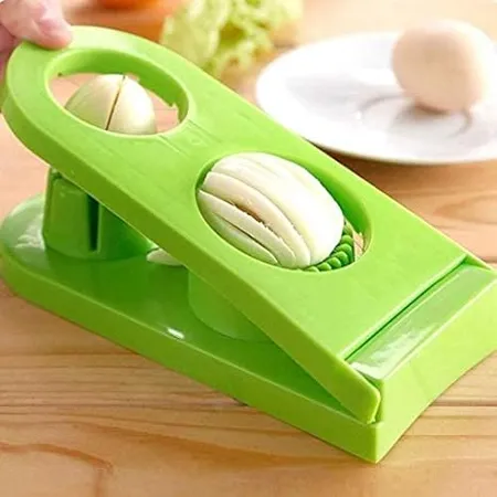 Black Olive 2 in 1 Boiled Egg Slicer Cutter Multipurpose Plastic Egg Slicer and Mushroom Cutter with Stainless Steel Wire for Boiled Egg and Soft Fruit Cutting and Slicing Multicolor 