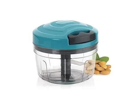 Black Olive Handy Chopper Multipurpose Plastic Manual Chopper Cutter Machine Pull Cord Technology Quick String for Vegetable Fruit Salad Onion Dry Fruit Cutter with 3 Blades for Chopping 450 ML 