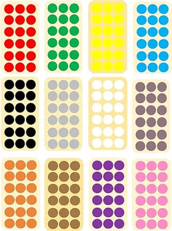BlackDreams 1080Pcs 25mm 1 inch Mix Multi Color dots Sticker Round Circle Blank Plain writable Labels self Adhesive for Kids Activity Color Coding