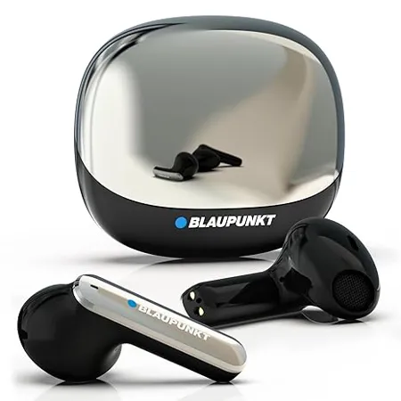 Blaupunkt Btw100 Khrome Bassbuds Truly Wireless Bluetooth Earbuds I Hd Sound I Gaming Mode I Low Latency I 30H PlaytimeITurbovolt Charging I Bt Version 5 3 I Intuitive Touch Controls Black in Ear