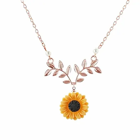 Blessaro Stylish Sunflower Chain Necklace Neckpiece for Girls and Women